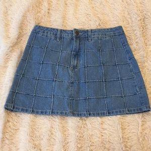 Grid denim skirt